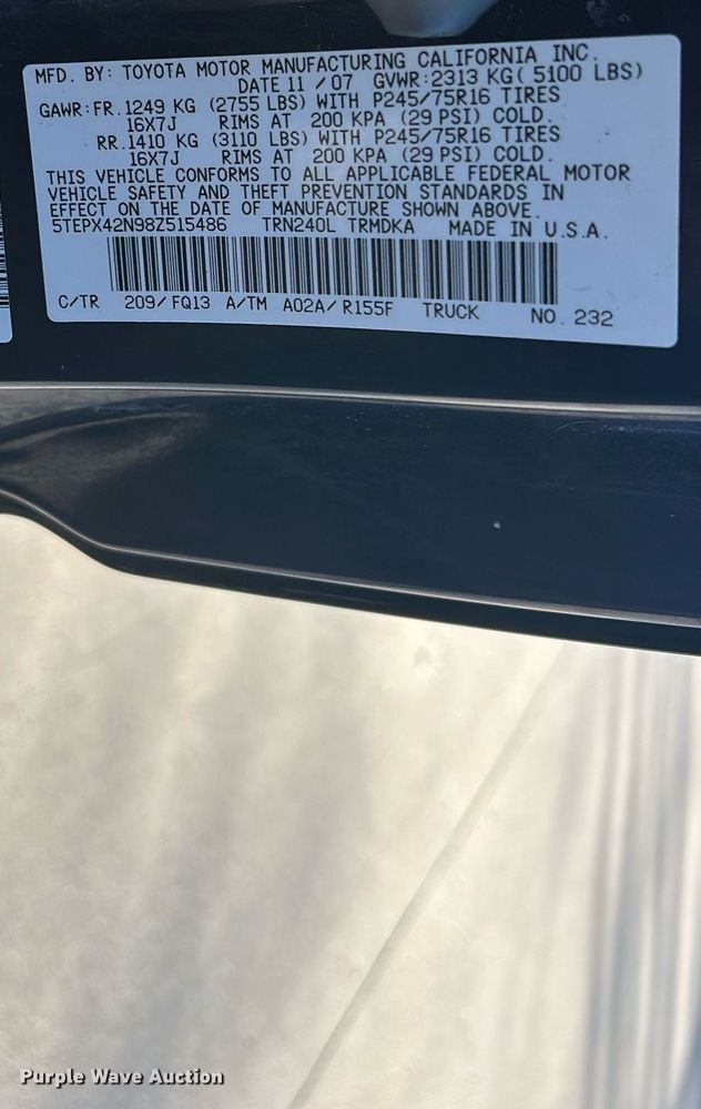 image for item DQ1050 2008 Toyota Tacoma  pickup truck