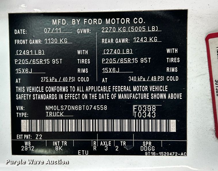 image for item DQ1058 2011 Ford Transit Connect XLT  van