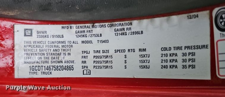 image for item DQ1159 2005 Chevrolet Colorado LS  pickup truck