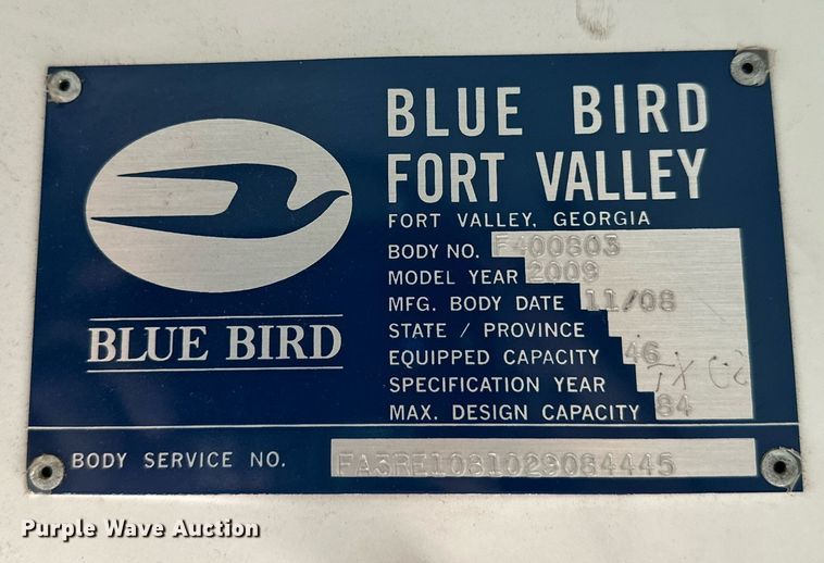 image for item DQ1521 2009 Blue Bird All American  school bus