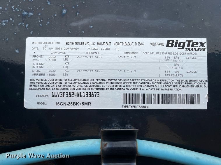 image for item DQ1523 2022 Big Tex  equipment trailer