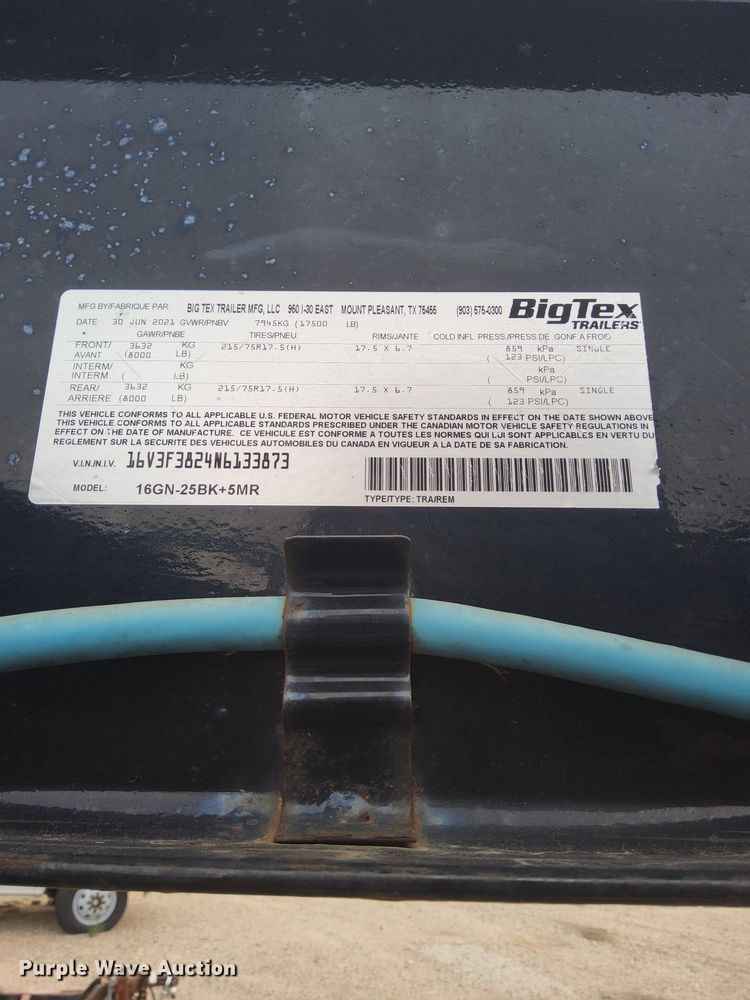 image for item DQ1523 2022 Big Tex  equipment trailer