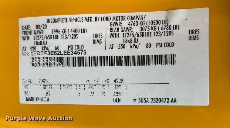 image for item DQ2308 2020 Ford F350 Super Duty  utility bed pickup