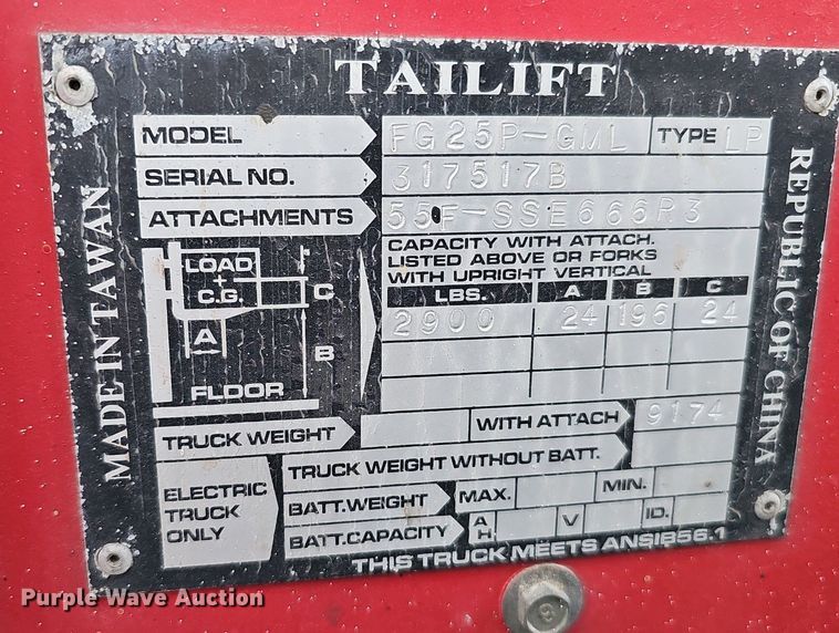 image for item DS5689 Tailift FG25P-GML  forklift