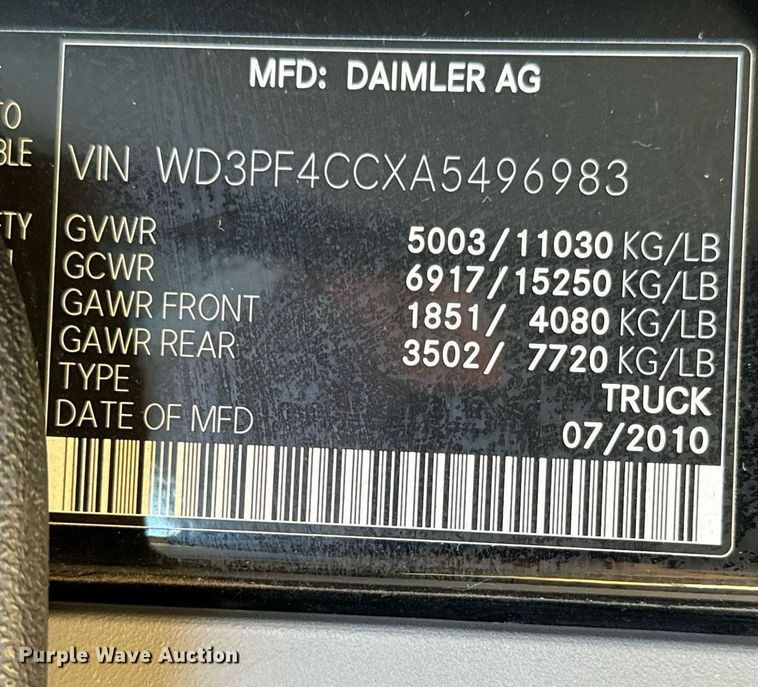 image for item GG9841 2010 Mercedes Benz Sprinter 3500  van