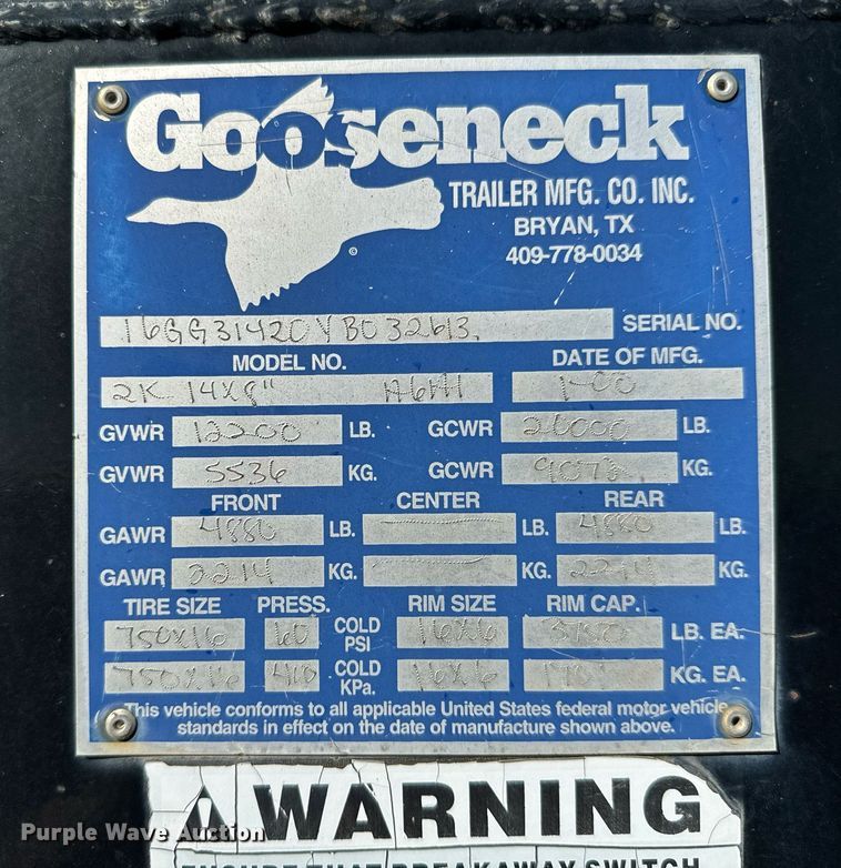 image for item GG9845 2000 Gooseneck  dump trailer