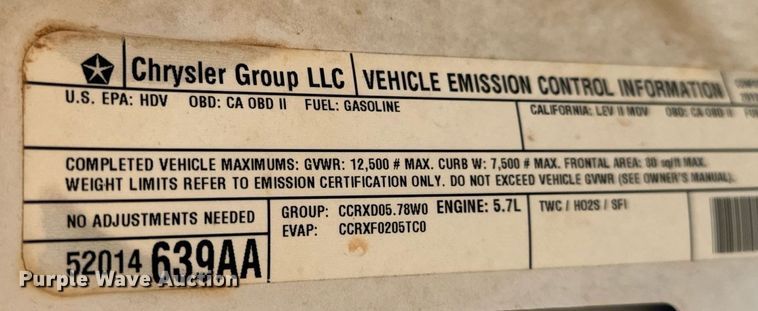 image for item GG9863 2012 Dodge Ram 3500HD  Crew Cab pickup truck cab and chassis