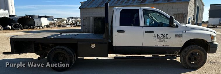 image for item GG9869 2008 Dodge Ram 3500 HD  Quad Cab flatbed pickup truck