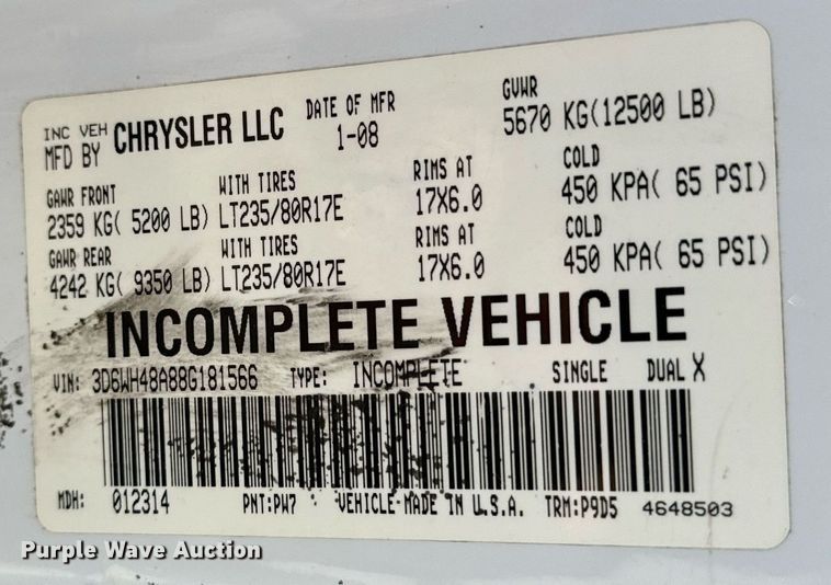 image for item GG9869 2008 Dodge Ram 3500 HD  Quad Cab flatbed pickup truck