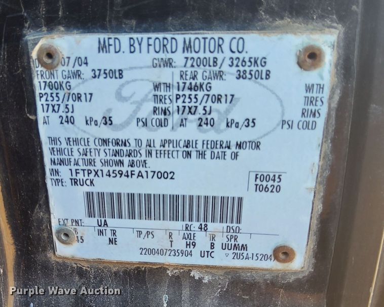 image for item GG9914 2004 Ford F150  SuperCab pickup truck