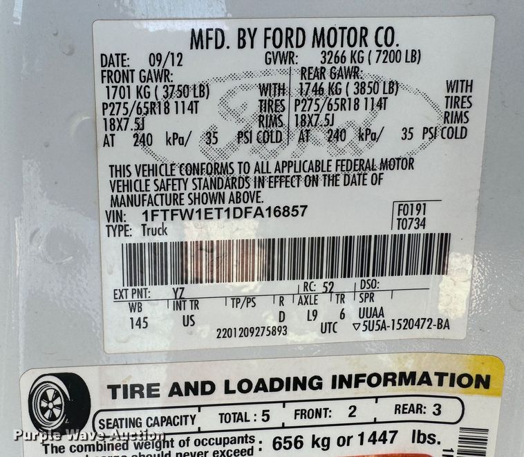 image for item GQ9228 2013 Ford F150 XLT SuperCrew pickup truck