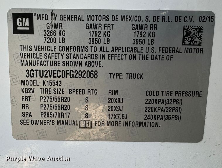 image for item GQ9229 2015 GMC Sierra 1500 SLT Crew Cab pickup truck