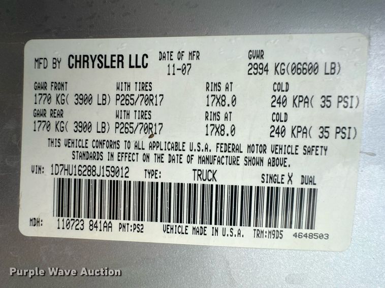 image for item IU9183 2008 Dodge Ram 1500  pickup truck