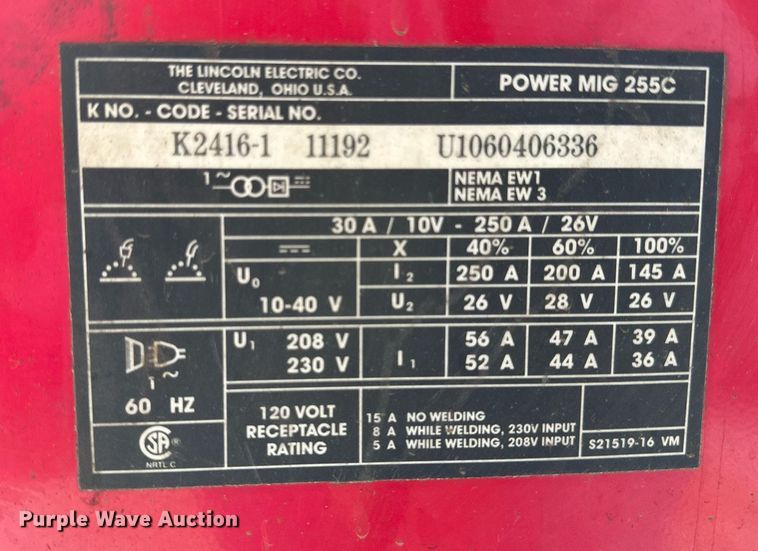 image for item JT9235 Lincoln 255C  welder/generator