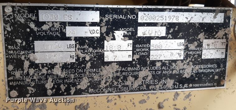 image for item KD9142 2016 JLG 1930ES  scissor lift