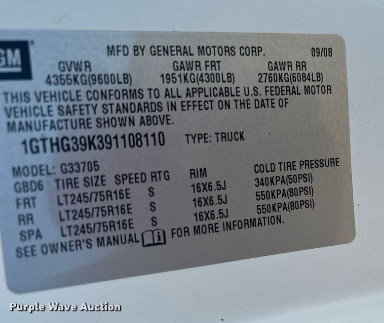 image for item KH9547 2009 GMC Savana G3500  utility van