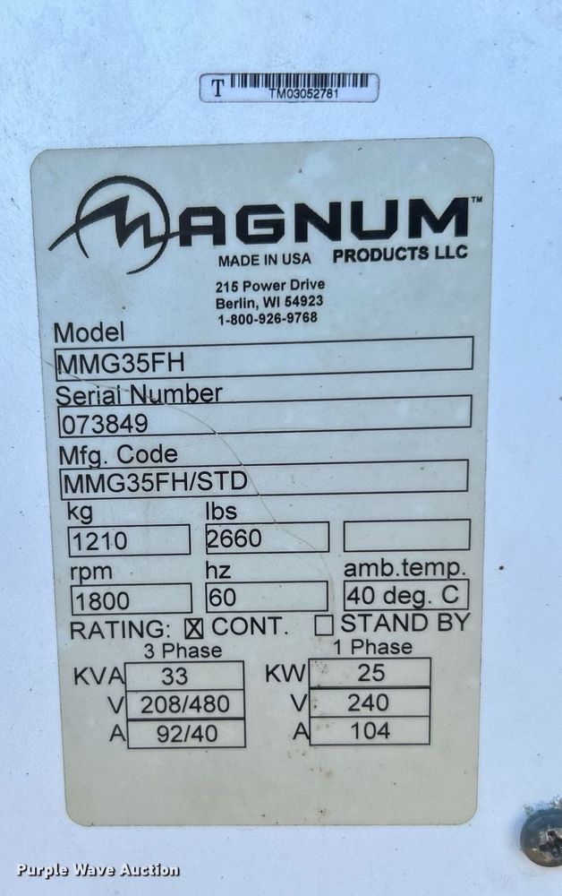image for item KH9606 Magnum MMG35FH  generator