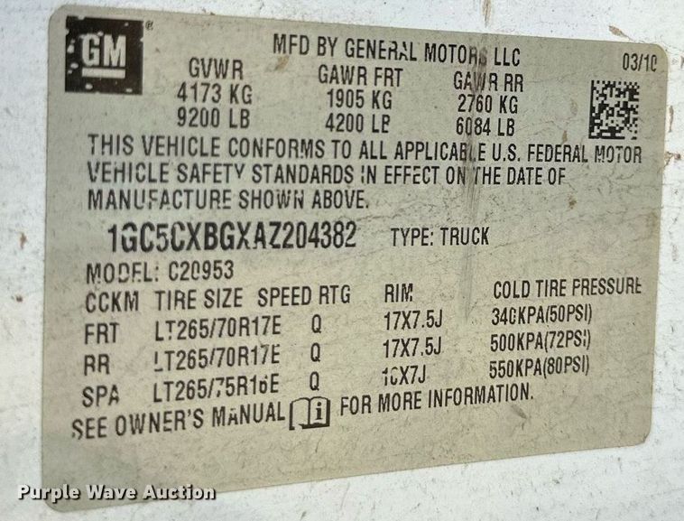 image for item KX9735 2010 Chevrolet Silverado 2500HD  Ext. Cab pickup truck