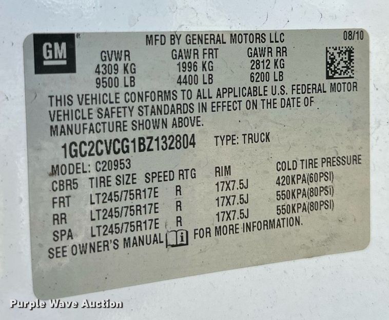 image for item KX9736 2011 Chevrolet Silverado 2500HD  Ext. Cab pickup truck