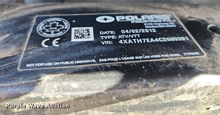 image for item LB9590 2012 Polaris Ranger XP 800 EFI  utility vehicle