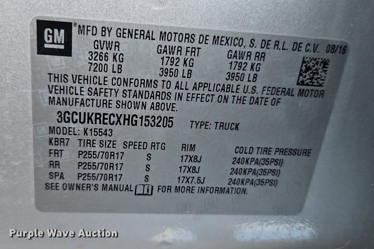 image for item LB9591 2017 Chevrolet Silverado 1500 LT  Crew Cab pickup truck