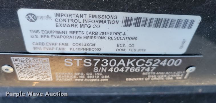 image for item LC9284 2019 Exmark Staris S-Series  ZTR lawn mower