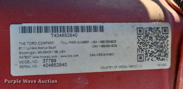 image for item LC9298 Toro Power Max 826 OXE  snow blower