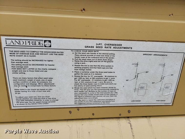 image for item LC9331 Land Pride OS572 Solid Stand Seeder  overseeder