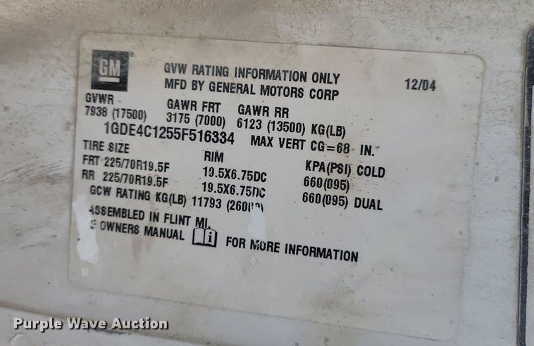 image for item LO9932 2005 GMC C4500  utility / service truck