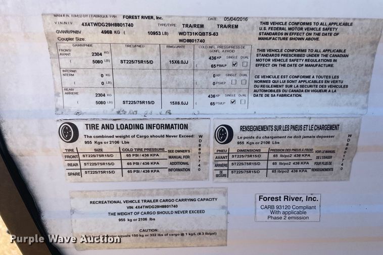 image for item LV9187 2017 Forest River Wildwood  camper