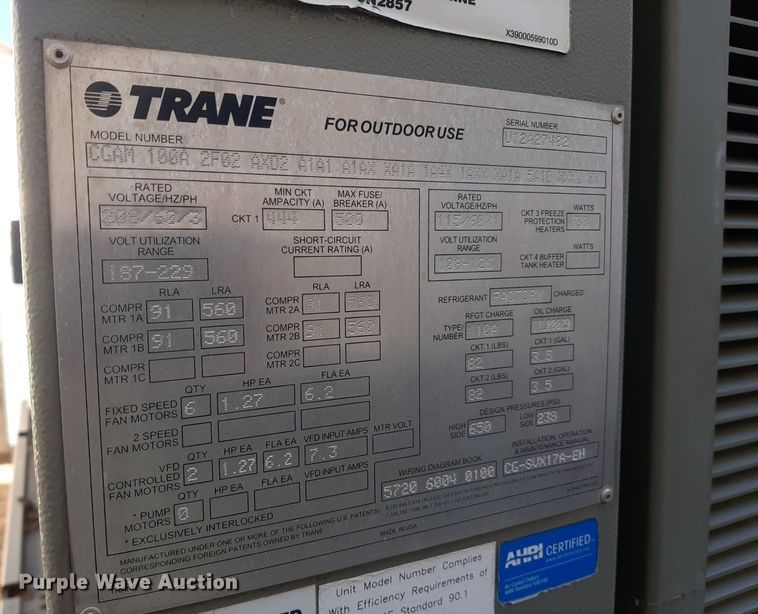 image for item LX9823 (2) Trane chillers