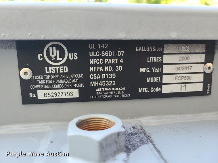 image for item MG9735 2017 Western Global Fuel Cube FCP500  tank