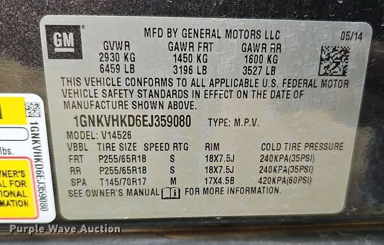 image for item MH9405 2014 Chevrolet Traverse LT  SUV