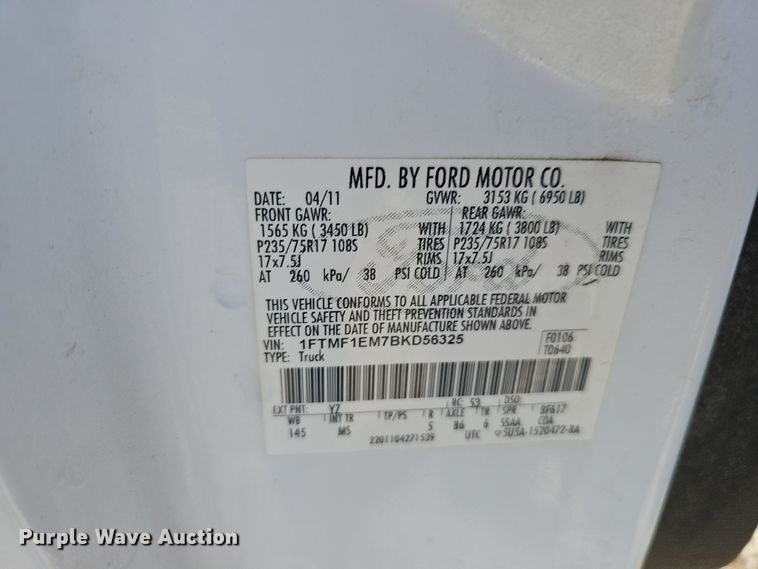 image for item MH9516 2011 Ford F150  pickup truck