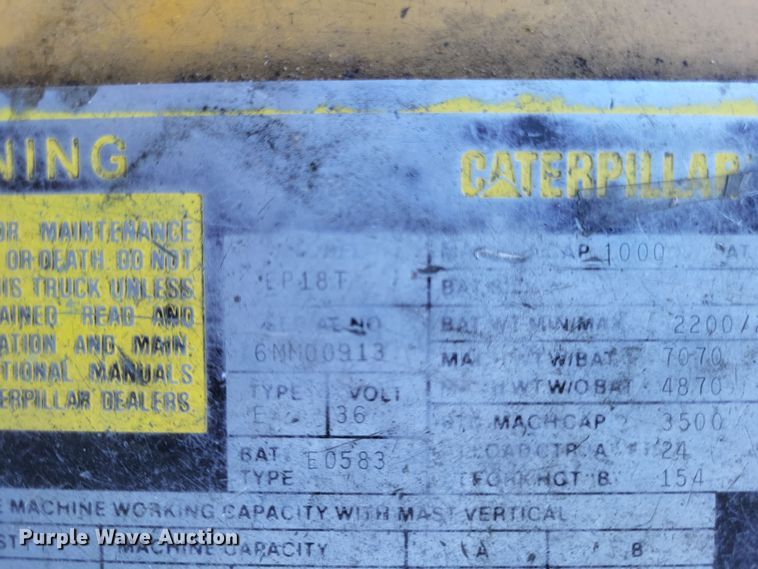 image for item MI9843 Caterpillar EP18T  forklift