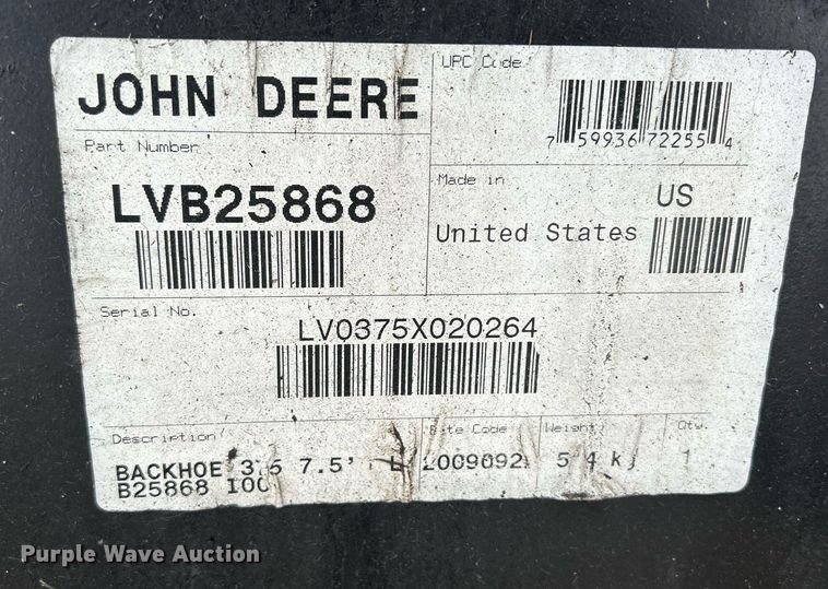 image for item MO9091 2010 John Deere 375  backhoe attachment