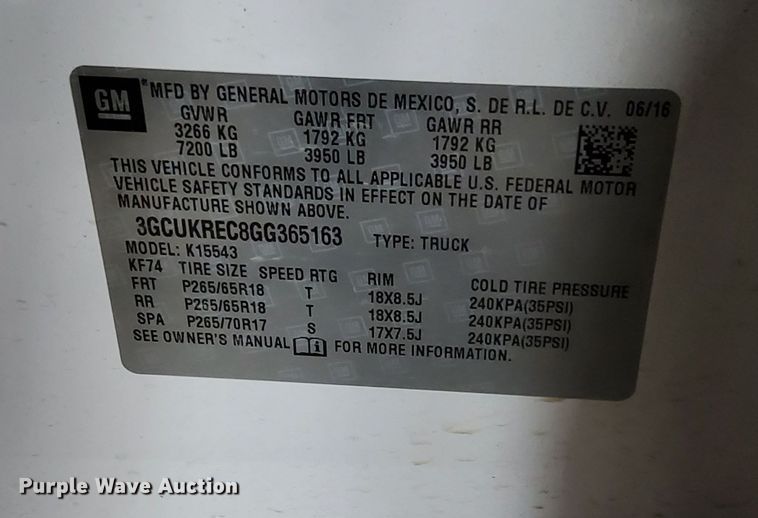 image for item MQ9531 2016 Chevrolet Silverado 1500  Crew Cab pickup truck