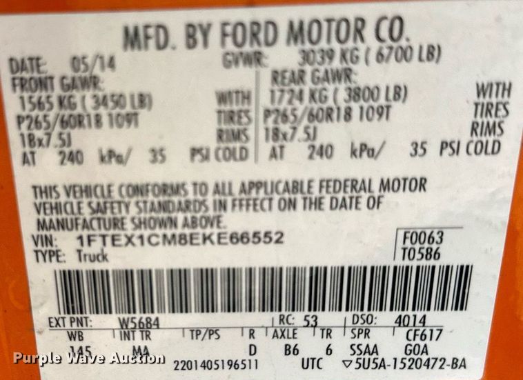 image for item NM9026 2014 Ford F150 XLT  SuperCab pickup truck