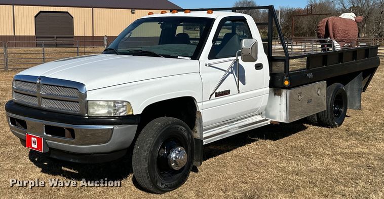 image for item NO9369 1998 Dodge Ram 3500  flatbed pickup truck