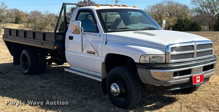 image for item NO9369 1998 Dodge Ram 3500  flatbed pickup truck