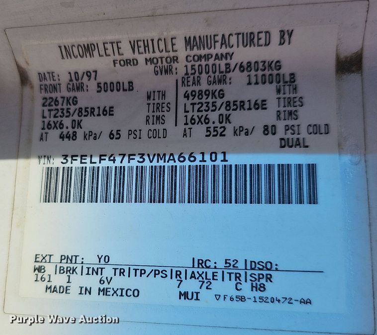 image for item NP9128 1997 Ford F450 Super Duty utility / service truck