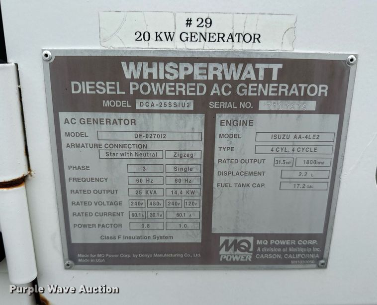 image for item NQ9412 MQ Power Denyo  generator