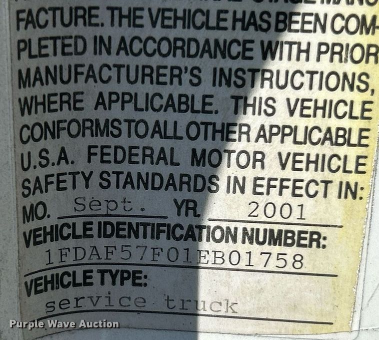 image for item NR9332 2001 Ford F550 Super Duty XL  utility / service truck