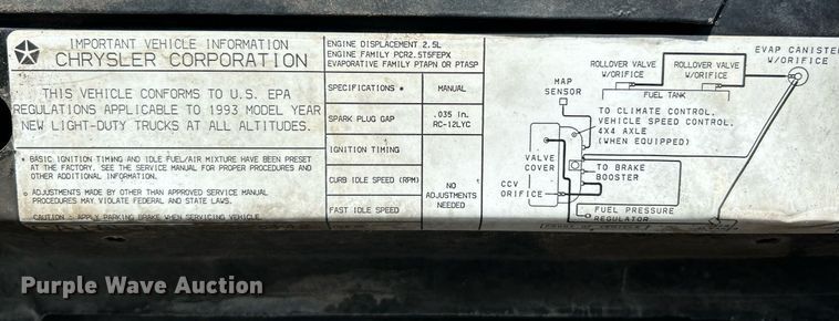 image for item NR9367 1993 Jeep Wrangler  SUV