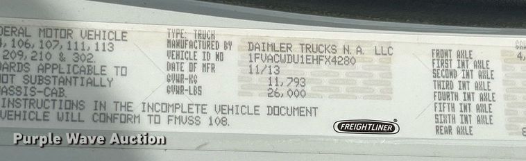 image for item NR9375 2014 Freightliner M2  box truck