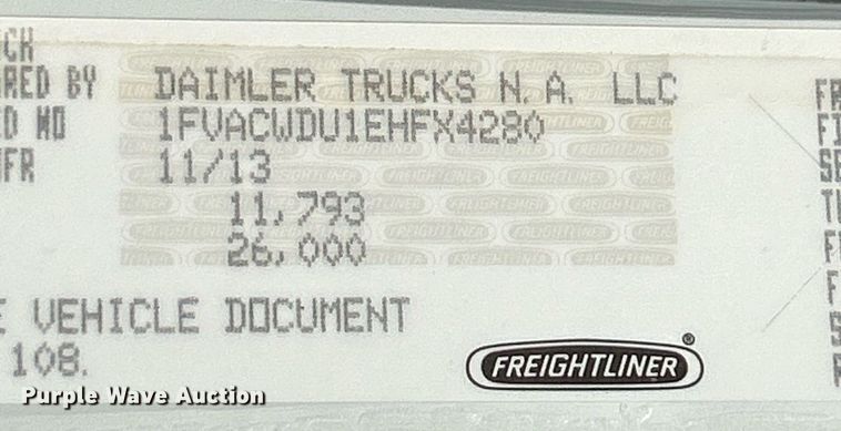 image for item NR9375 2014 Freightliner M2  box truck