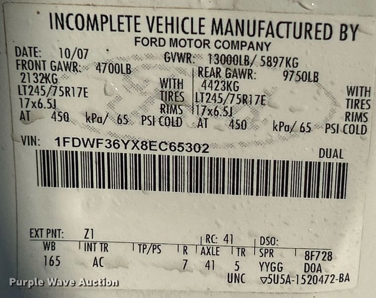 image for item NR9388 2008 Ford F350 Super Duty XL  flatbed pickup truck