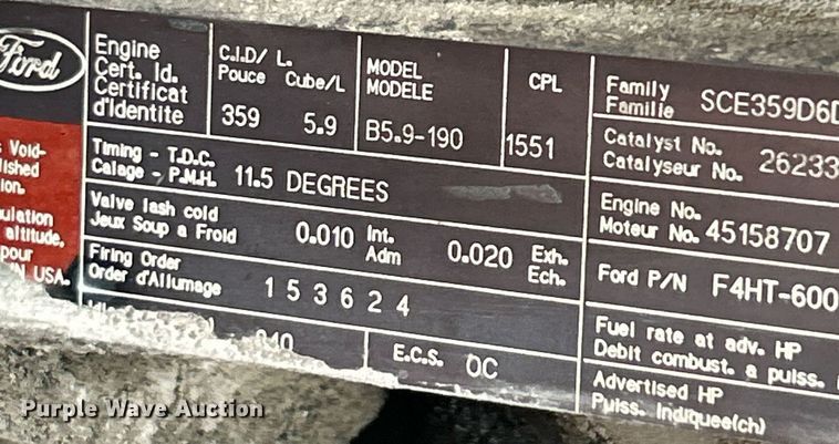 image for item NR9389 1995 Ford F800  flatbed truck