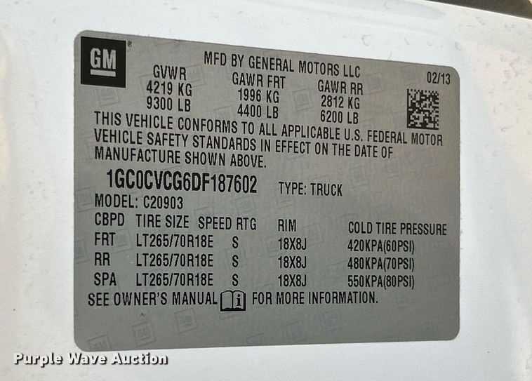 image for item NR9398 2013 Chevrolet Silverado 2500HD  pickup truck