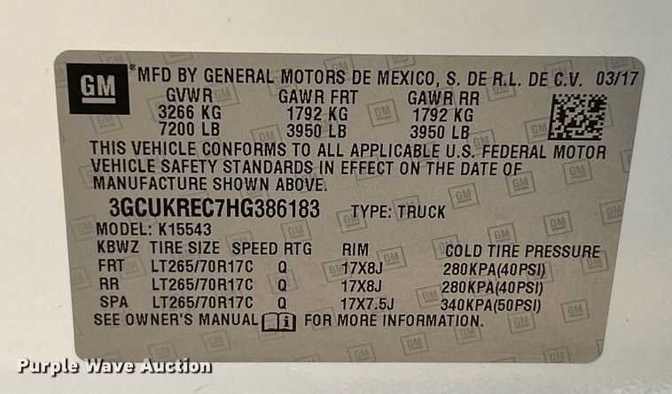 image for item NR9400 2017 Chevrolet Silverado 1500 LT  Crew Cab pickup truck